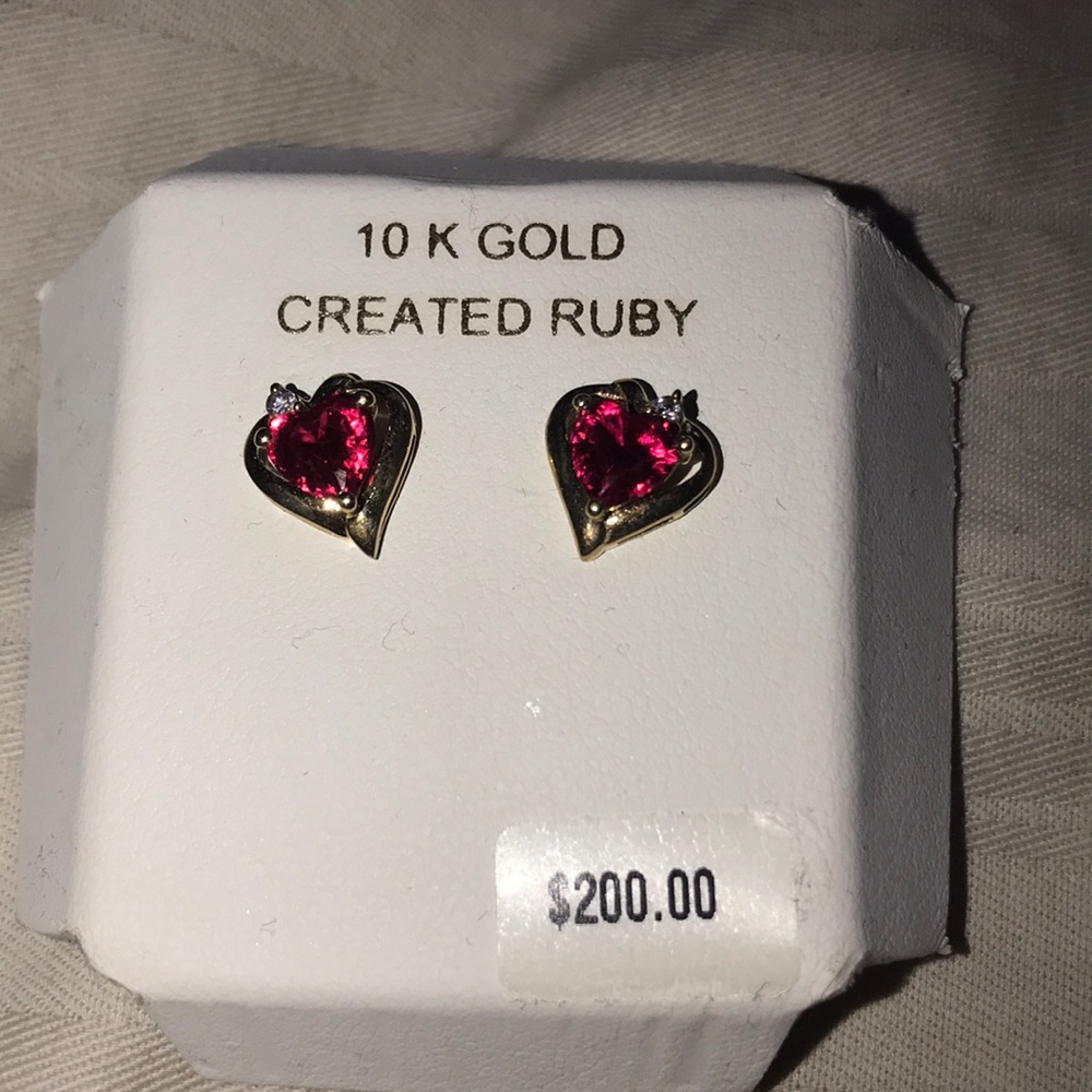 Real 10k gold and ruby earrings!